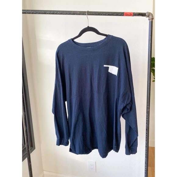 ROYCE BRAND OKLAHOMA Women's Navy Blue/White Long Sleeve Crew Neck Tee size L - Picture 3 of 7